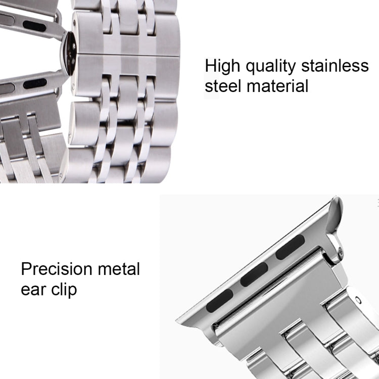 Hidden Butterfly Buckle 7 Beads Stainless Steel Watch Band For Apple Watch 42mm(Black Gold) by buy2fix