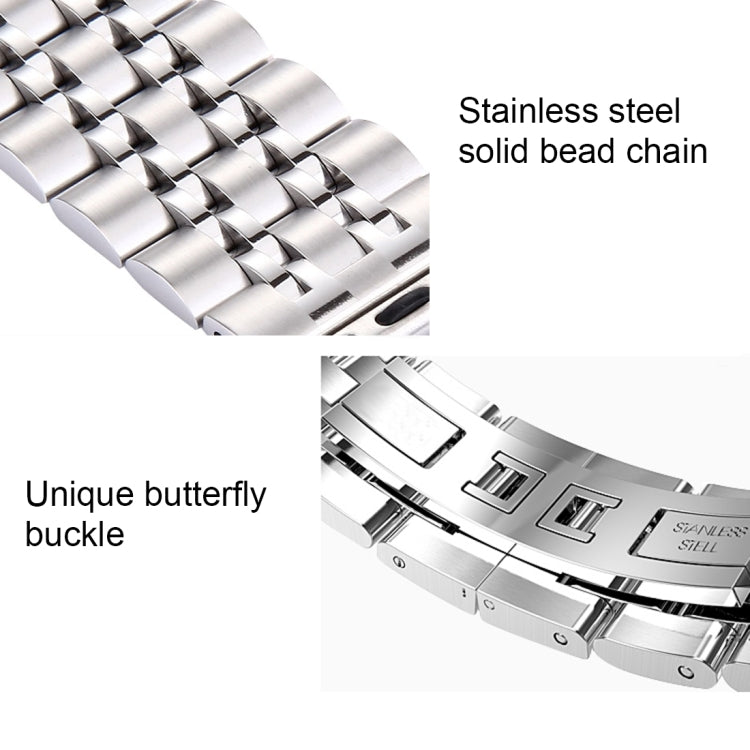 Hidden Butterfly Buckle 7 Beads Stainless Steel Watch Band For Apple Watch 42mm(Black Gold) by buy2fix