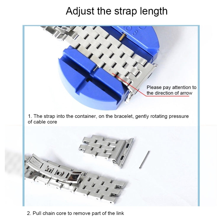 Hidden Butterfly Buckle 7 Beads Stainless Steel Watch Band For Apple Watch 42mm(Black Gold) by buy2fix