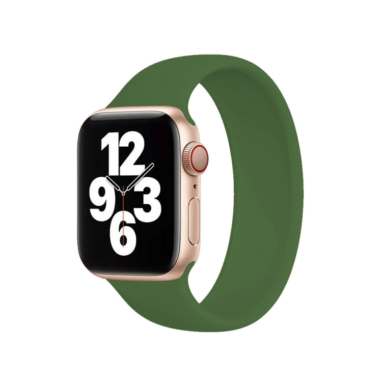 For Apple Watch Ultra 49mm&Watch Ultra 2 49mm / Series 10 46mm / 9&8&7 45mm / SE 3&SE 2&6&SE&5&4 44mm / 3&2&1 42mm Solid Color Elastic Silicone Watch Band, Size:M 143mm (Alfalfa Grass) by buy2fix