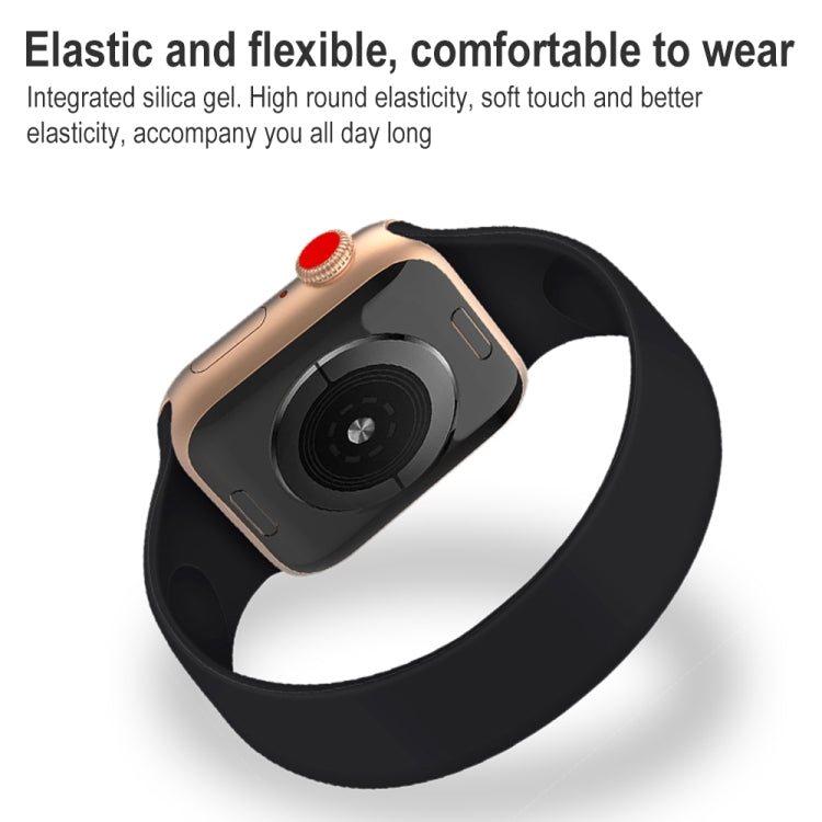 For Apple Watch Ultra 49mm&Watch Ultra 2 49mm / Series 10 46mm / 9&8&7 45mm / SE 3&SE 2&6&SE&5&4 44mm / 3&2&1 42mm Solid Color Elastic Silicone Watch Band, Size:M 143mm (Alfalfa Grass) by buy2fix