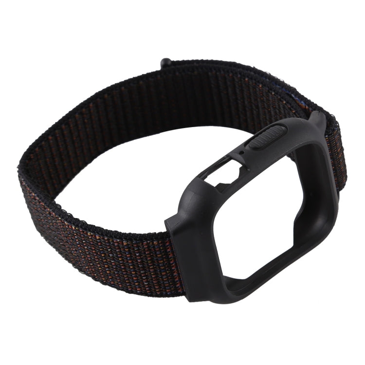 For Apple Watch Ultra 49mm&Watch Ultra 2 49mm / Series 10 46mm / 9&8&7 45mm / SE 3&SE 2&6&SE&5&4 44mm / 3&2&1 42mm Nylon Watch Band with Hook and Loop Fastener (Black Brown) by buy2fix