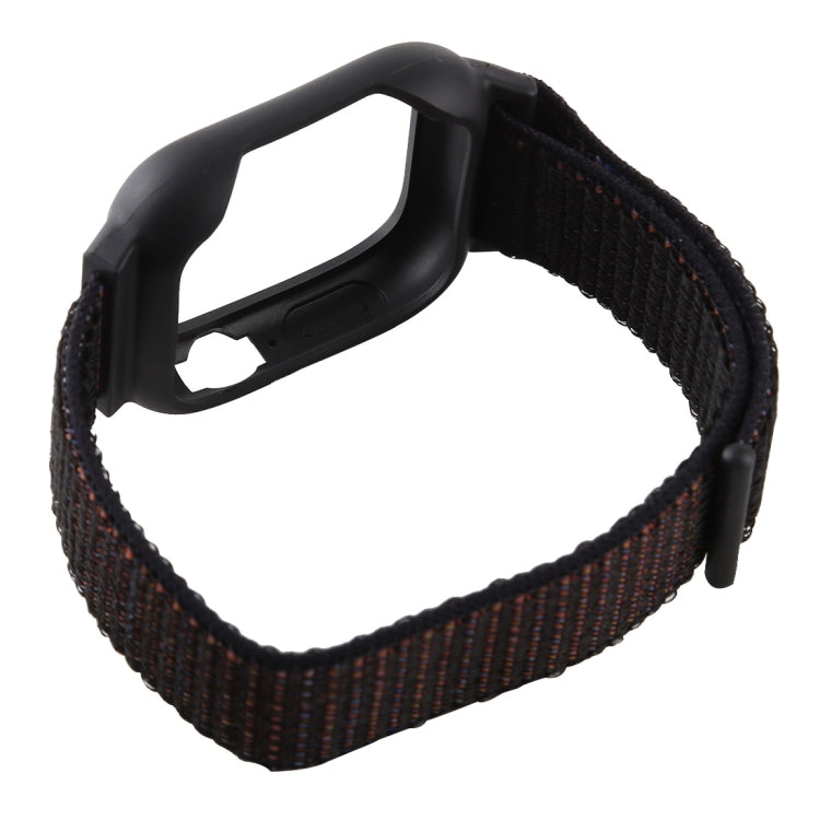 For Apple Watch Ultra 49mm&Watch Ultra 2 49mm / Series 10 46mm / 9&8&7 45mm / SE 3&SE 2&6&SE&5&4 44mm / 3&2&1 42mm Nylon Watch Band with Hook and Loop Fastener (Black Brown) by buy2fix