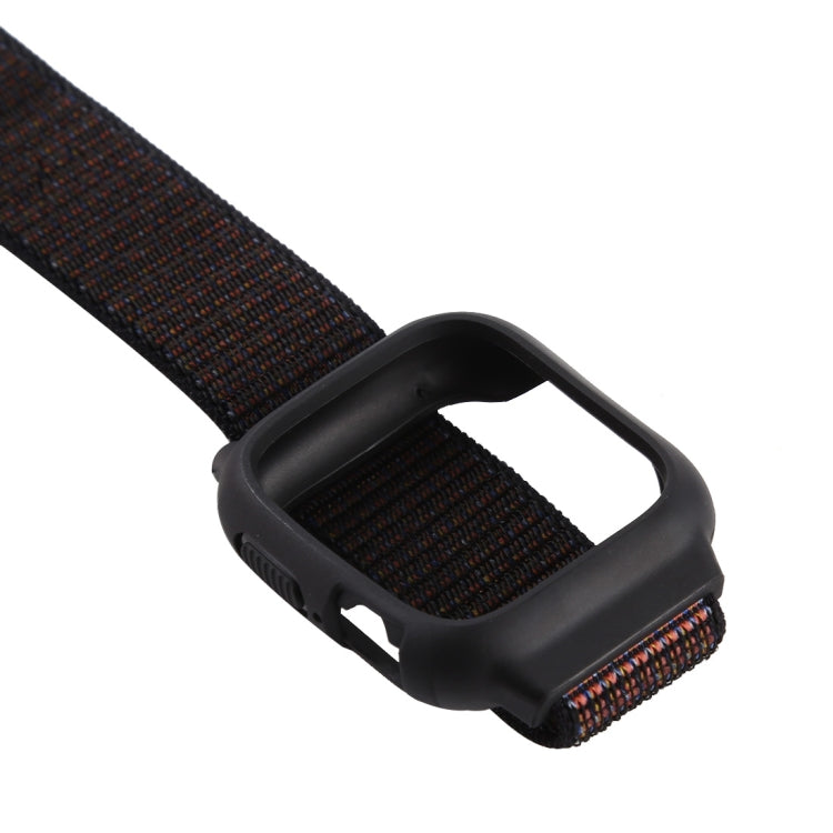 For Apple Watch Ultra 49mm&Watch Ultra 2 49mm / Series 10 46mm / 9&8&7 45mm / SE 3&SE 2&6&SE&5&4 44mm / 3&2&1 42mm Nylon Watch Band with Hook and Loop Fastener (Black Brown) by buy2fix