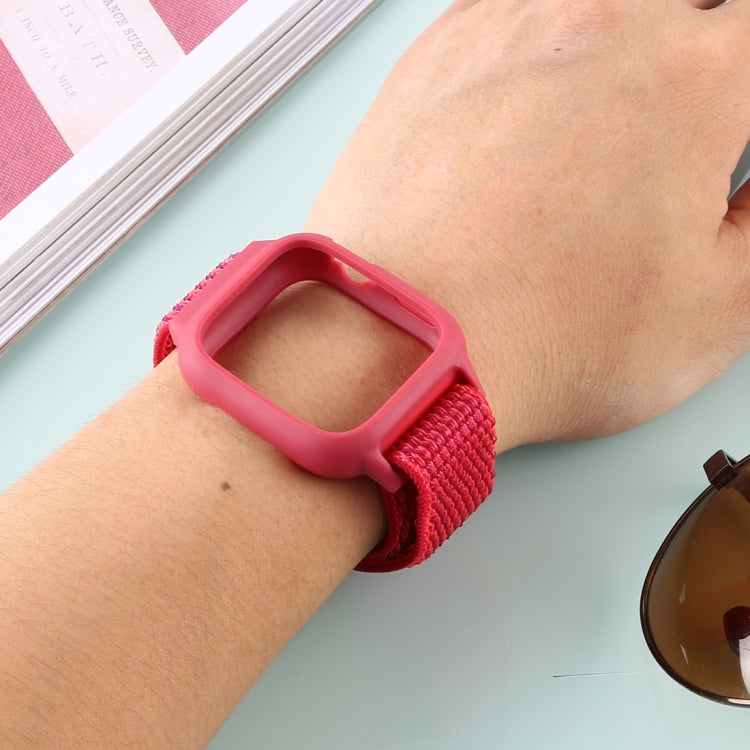 For Apple Watch Ultra 49mm&Watch Ultra 2 49mm / Series 10 46mm / 9&8&7 45mm / SE 3&SE 2&6&SE&5&4 44mm / 3&2&1 42mm Nylon Watch Band with Hook and Loop Fastener (Red) by buy2fix