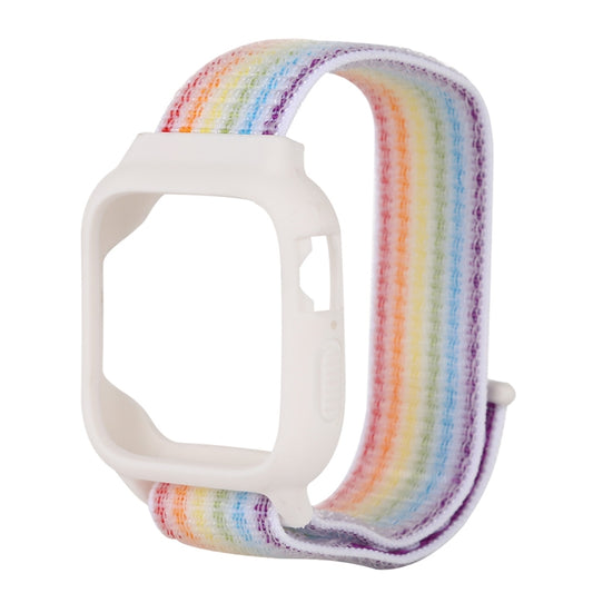 For Apple Watch Ultra 49mm&Watch Ultra 2 49mm / Series 10 46mm / 9&8&7 45mm / SE 3&SE 2&6&SE&5&4 44mm / 3&2&1 42mm Nylon Watch Band with Hook and Loop Fastener (White) by buy2fix