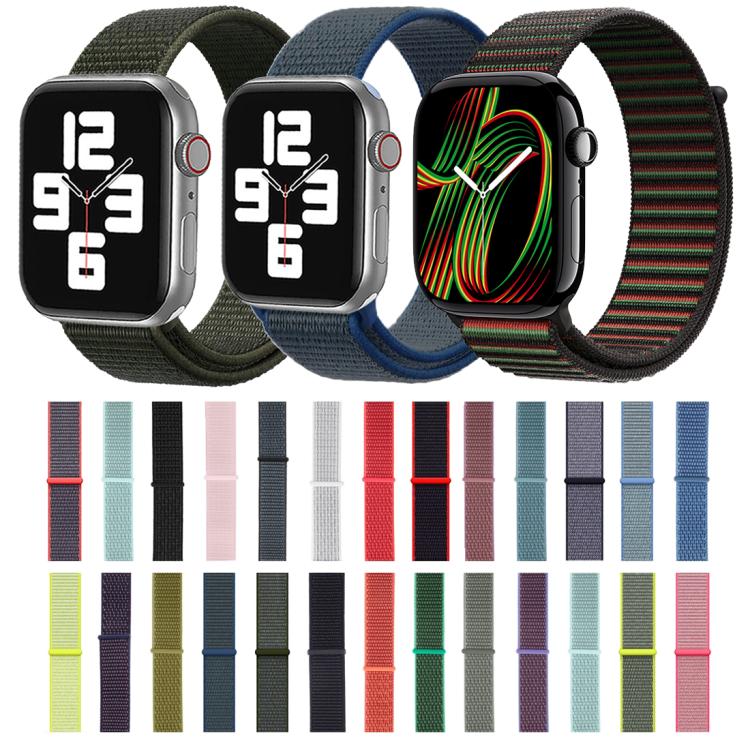 For Apple Watch 42mm / 41mm / 40mm / 38mm Simple Fashion Nylon Watch Band with Magic Stick(Nightfall Black) - Watch Bands by buy2fix | Online Shopping UK | buy2fix