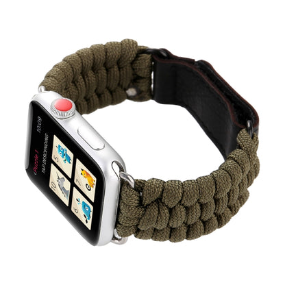 Magic Paste Genuine Leather Umbrella Rope Nylon Wrist Watch Band with Stainless Steel Buckle for Apple Watch Ultra 49mm&Watch Ultra 2 49mm / Series 10 46mm / 9&8&7 45mm / SE 3&SE 2&6&SE&5&4 44mm / 3&2&1 42mm(Brown) by buy2fix