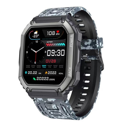 KR06 Waterproof Pedometer Sport Smart Watch, Support Heart Rate / Blood Pressure Monitoring / BT Calling (Camouflage Black) by buy2fix