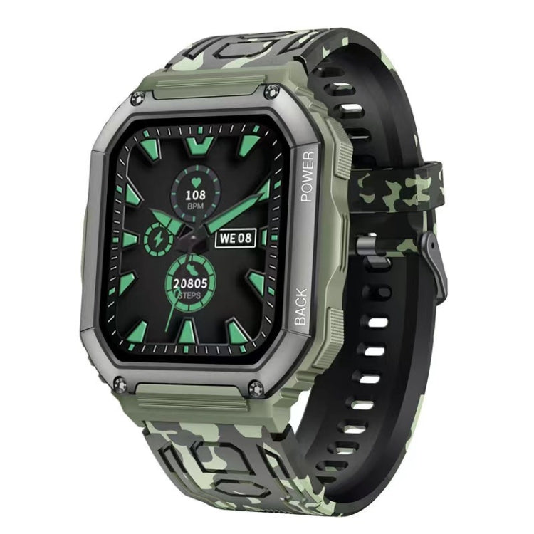 KR06 Waterproof Pedometer Sport Smart Watch, Support Heart Rate / Blood Pressure Monitoring / BT Calling (Camouflage Green) by buy2fix