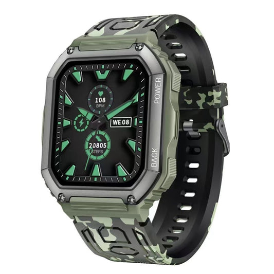 KR06 Waterproof Pedometer Sport Smart Watch, Support Heart Rate / Blood Pressure Monitoring / BT Calling (Camouflage Green) by buy2fix