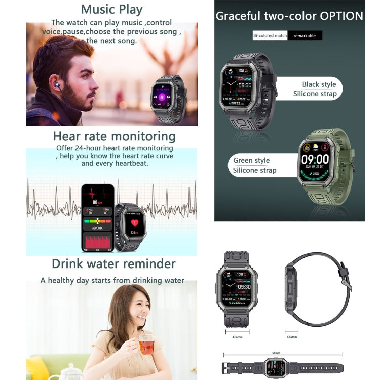 KR06 Waterproof Pedometer Sport Smart Watch, Support Heart Rate / Blood Pressure Monitoring / BT Calling (Camouflage Black) by buy2fix
