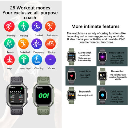 KR06 Waterproof Pedometer Sport Smart Watch, Support Heart Rate / Blood Pressure Monitoring / BT Calling (Camouflage Green) by buy2fix