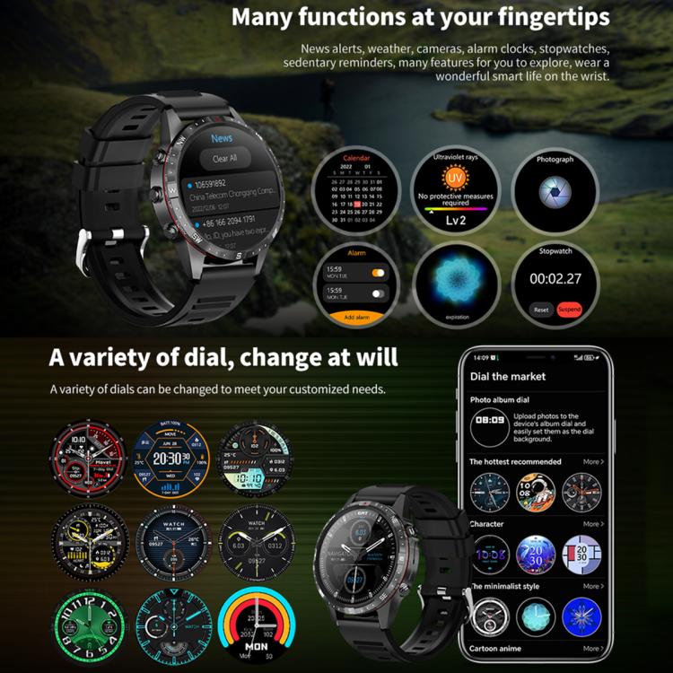 HAMTOD 1.6 inch Waterproof Smart Watch, Support Bluetooth Call / Heart Rate / Blood Oxygen Monitoring / NFC(Silver) - Smart Watches by HAMTOD | Online Shopping UK | buy2fix