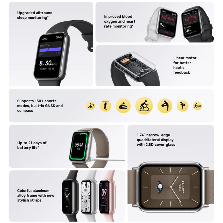 Original Xiaomi Smart Band 9 Pro 1.74 inch AMOLED Screen 5ATM Waterproof Smart Watch, Support Blood Oxygen / Heart Rate Monitor (Silver) - Wearable Devices by Xiaomi | Online Shopping UK | buy2fix