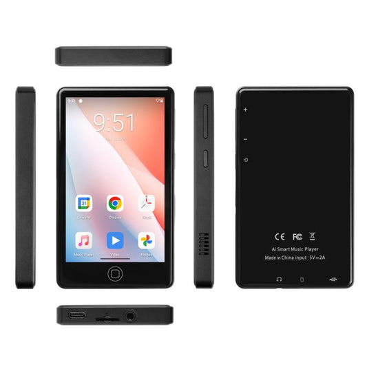 UNIWA MP004 4.0 inch IPS Screen Android 14 AI Smart Music Player Mini Tablet PC 4GB+64GB (Black) - MP4 Player by UNIWA | Online Shopping UK | buy2fix