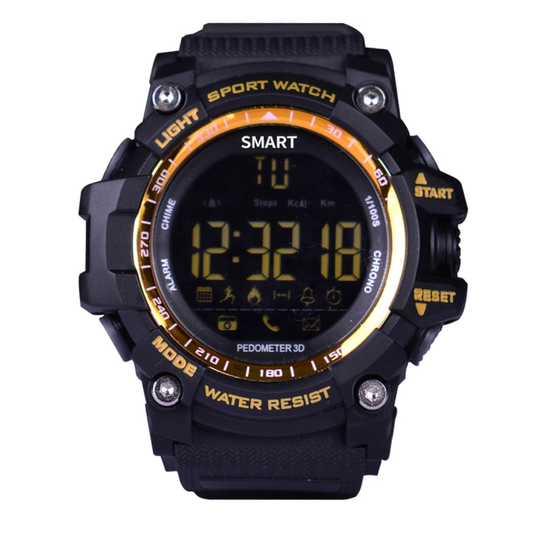 EX16 1.12 Inch FSTN LCD Full Angle Screen Display Sport Smart Watch, IP67 Waterproof, Support Pedometer / Stopwatch / Alarm / Notification Remind / Call Notify / Camera Remote Control / Calories Burned, Compatible with Android and iOS Phones(Gold) by buy2fix