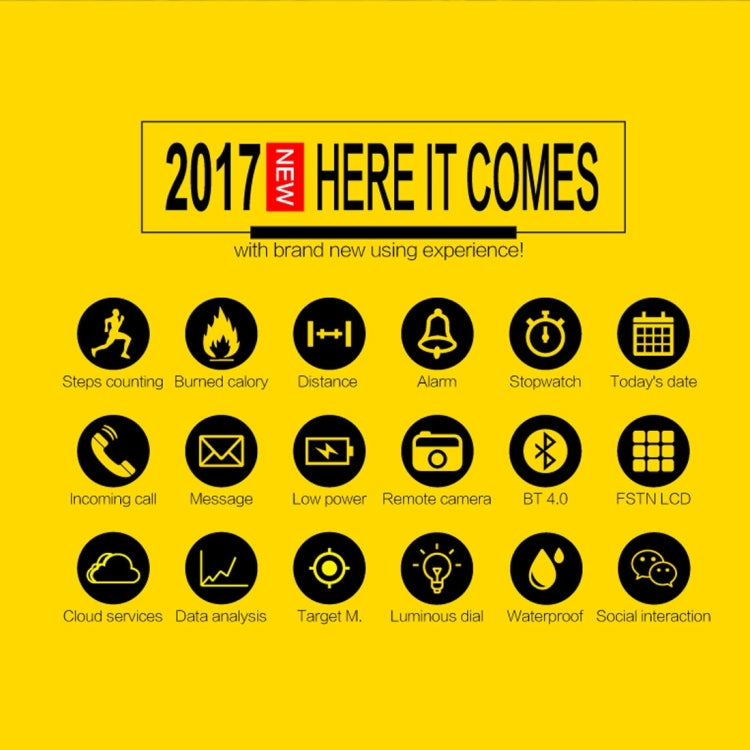 EX16 1.12 Inch FSTN LCD Full Angle Screen Display Sport Smart Watch, IP67 Waterproof, Support Pedometer / Stopwatch / Alarm / Notification Remind / Call Notify / Camera Remote Control / Calories Burned, Compatible with Android and iOS Phones(Gold) by buy2fix