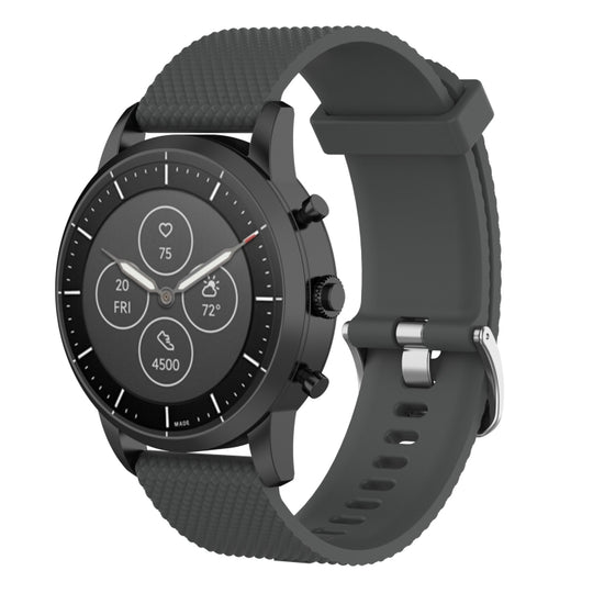 22mm Texture Silicone Wrist Strap Watch Band for Fossil Hybrid Smartwatch HR, Male Gen 4 Explorist HR, Male Sport (Grey)