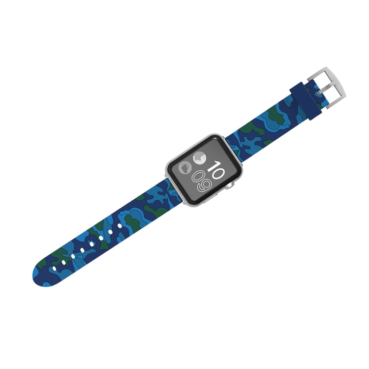 For Apple Watch Series 3 & 2 & 1 38mm Fashion Camouflage Pattern Silicone Watch Band(Blue) by buy2fix