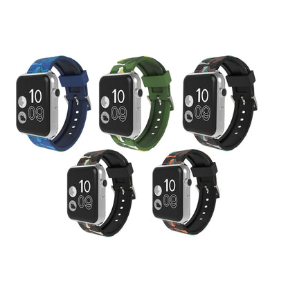 For Apple Watch Series 3 & 2 & 1 38mm Fashion Camouflage Pattern Silicone Watch Band(Blue) by buy2fix