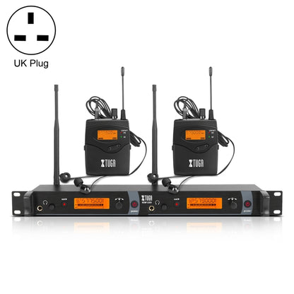 XTUGA IEM1200 Wireless Transmitter 2 Bodypack Stage Singer In-Ear Monitor System (UK Plug) by XTUGA