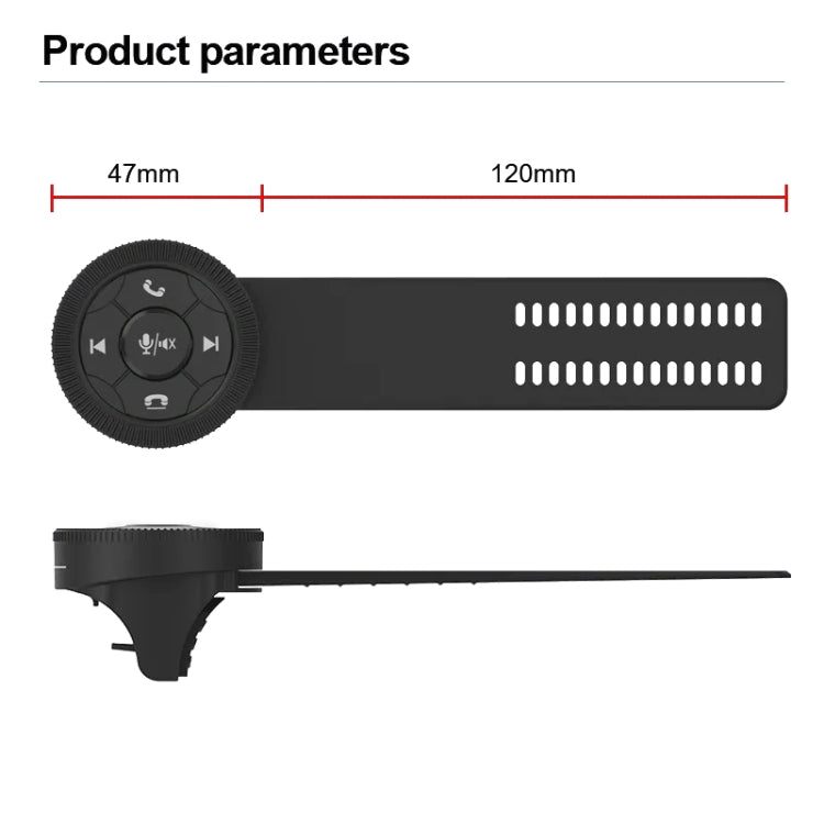 Universal Strap Shape Steering Wheel Remote Control Car Multimedia Wireless Button Remote Control (Black) - Bluetooth Car Kits by buy2fix | Online Shopping UK | buy2fix