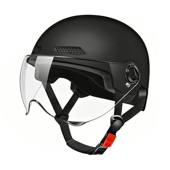 BY-1292 Unisex Motorcycle Frosted Protective Short Mirror Half Helmet (Black)
