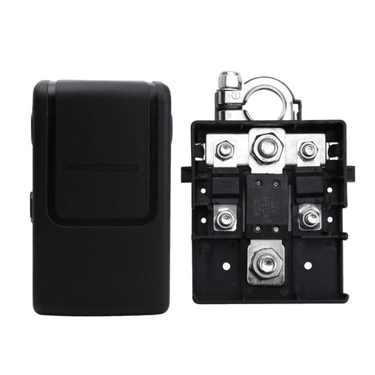 Car Battery Distribution Terminal 32V 400A Quick Release Fused Clamps Connector with Cover (Black)