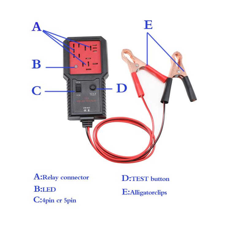 utomotive Relay Tester 12V Universal Relay Analyzer 4-Pin & 5-Pin Relays Tester (Black Red) - Electronic Test by buy2fix | Online Shopping UK | buy2fix