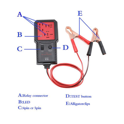 utomotive Relay Tester 12V Universal Relay Analyzer 4-Pin & 5-Pin Relays Tester (Black Red) - Electronic Test by buy2fix | Online Shopping UK | buy2fix