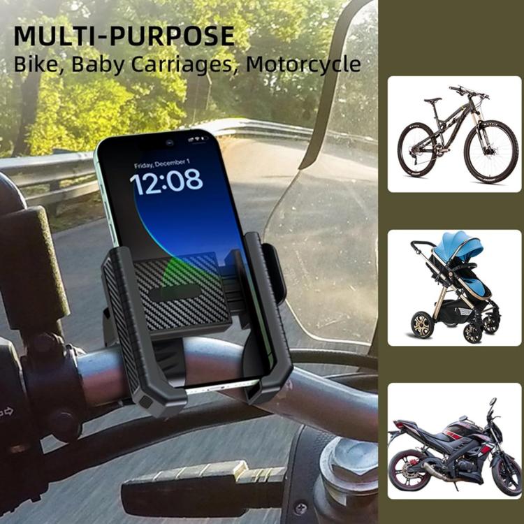 Carbon Fiber Texture Bicycle Non-slip Scooter Phone Holder (Black) - Holders by buy2fix | Online Shopping UK | buy2fix