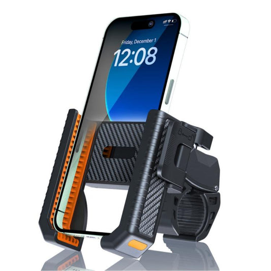 Carbon Fiber Texture Bicycle Non-slip Scooter Phone Holder (Orange) - Holders by buy2fix | Online Shopping UK | buy2fix