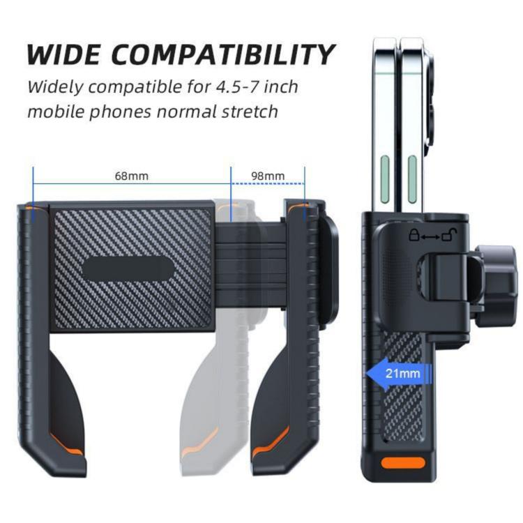 Carbon Fiber Texture Bicycle Non-slip Scooter Phone Holder (Orange) - Holders by buy2fix | Online Shopping UK | buy2fix