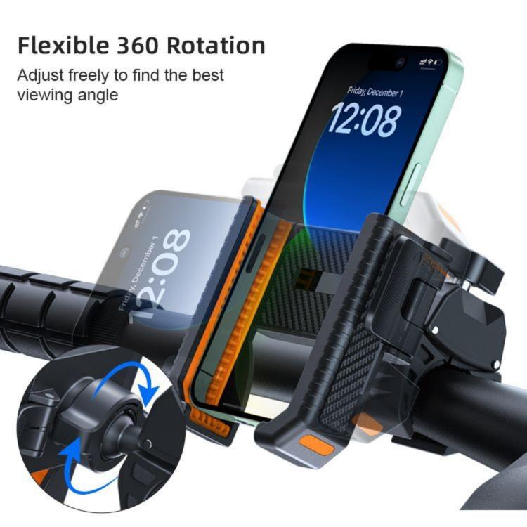 Carbon Fiber Texture Bicycle Non-slip Scooter Phone Holder (Orange) - Holders by buy2fix | Online Shopping UK | buy2fix