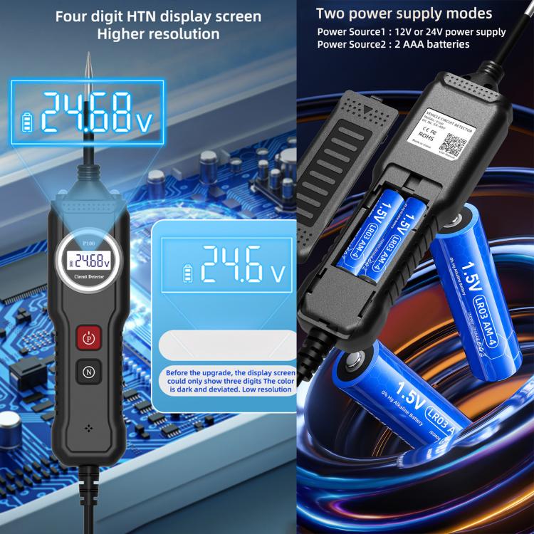 P100 5V-40V Electric Circuit Tester, Two Power Supply, Cable Length: 4m (Black) - Electronic Test by buy2fix | Online Shopping UK | buy2fix