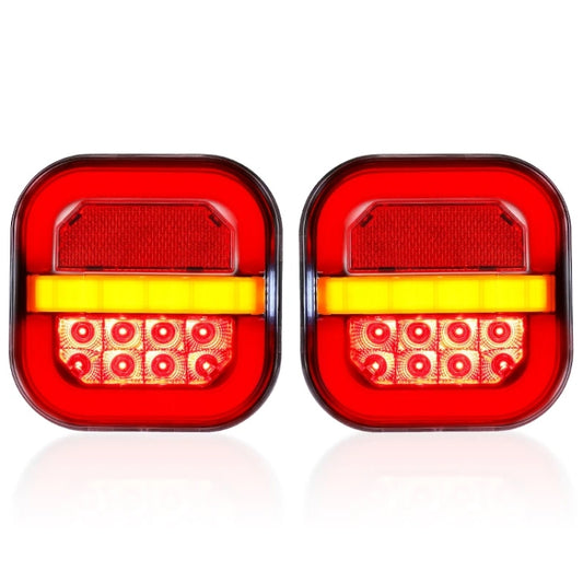 2pcs 12-24V 28LEDs Square Trailer Taillight - Brake Lights by buy2fix | Online Shopping UK | buy2fix