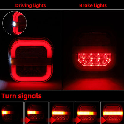 2pcs 12-24V 28LEDs Square Trailer Taillight - Brake Lights by buy2fix | Online Shopping UK | buy2fix