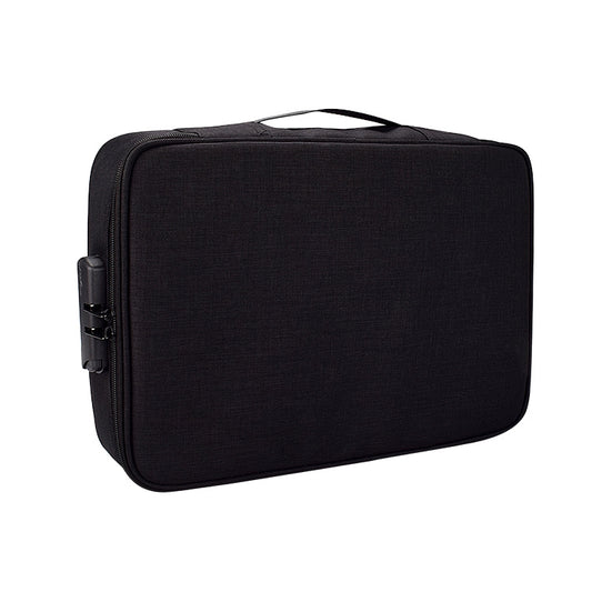 ZJ02 Waterproof Polyester Multi-layer Document Storage Bag Laptop Bag  for All Sizes of Laptops, with Password Lock(Black) - 14.1 inch by buy2fix | Online Shopping UK | buy2fix
