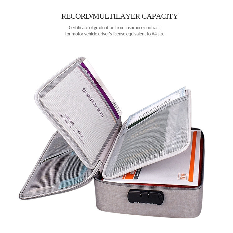 ZJ02 Waterproof Polyester Multi-layer Document Storage Bag Laptop Bag for All Sizes of Laptops, with Password Lock(Grey) by buy2fix