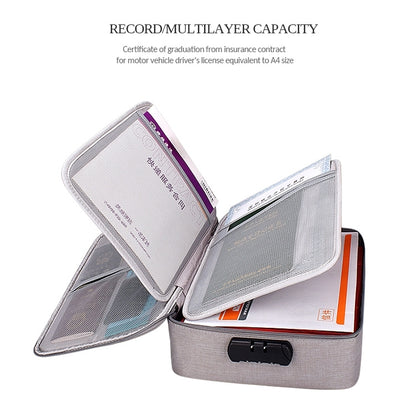 ZJ02 Waterproof Polyester Multi-layer Document Storage Bag Laptop Bag for All Sizes of Laptops, with Password Lock(Grey) by buy2fix