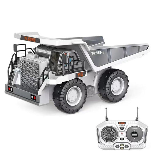 MoFun 1048 2.4G remote control nine-channel cargo construction vehicle 1:24 multi-function mining truck dumper (Silver)