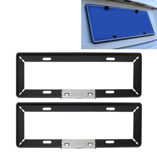 2 PCS Simple and Beautiful Car License Plate Frame Holder Universal License Plate Holder Car Accessories(Black) by buy2fix