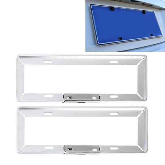 2 PCS Simple and Beautiful Car License Plate Frame Holder Universal License Plate Holder Car Accessories(Silver) by buy2fix