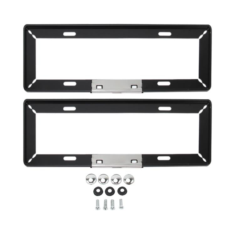 2 PCS Simple and Beautiful Car License Plate Frame Holder Universal License Plate Holder Car Accessories(Black) by buy2fix