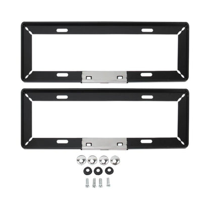 2 PCS Simple and Beautiful Car License Plate Frame Holder Universal License Plate Holder Car Accessories(Black) by buy2fix