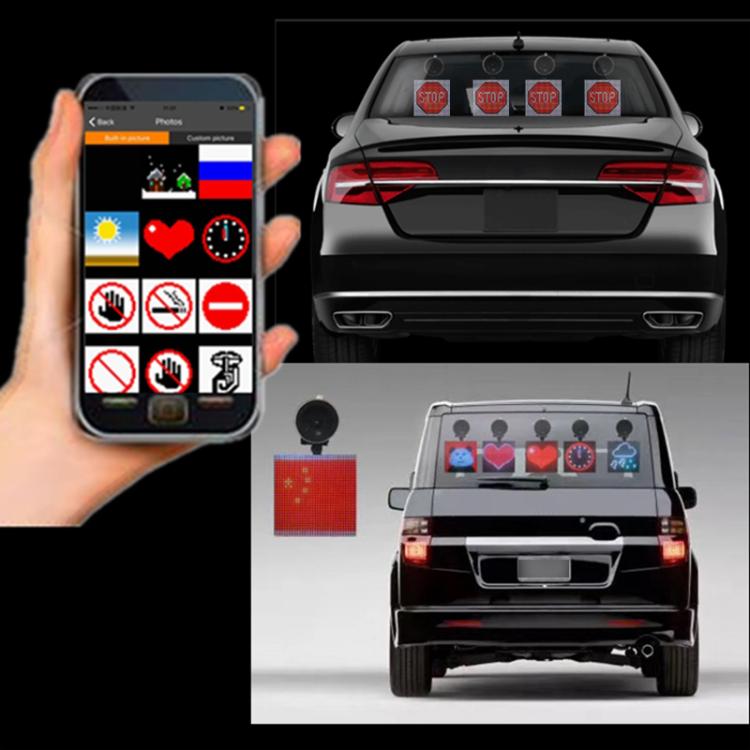 32x32 Pixel Full Color Wireless Bluetooth APP Control Emoticon Smile Faces LED Car Sign LED Display Lighting Board - Car Monitor by buy2fix | Online Shopping UK | buy2fix