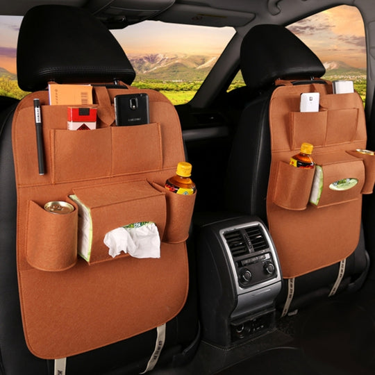 KANEED Auto Car Backseat Organizer Multi-Pocket Travel Storage Bag for Sunglass Phone Tissue Beverage Drink Can(Brown)