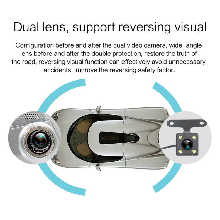 V100 7 inch LCD Touch Screen Rear View Mirror Car Recorder with Separate Camera, 170 Degree Wide Angle Viewing, Support Night Vision / Loop Video / Motion Detection / G-Sensor / TF Card by buy2fix