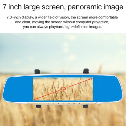 V100 7 inch LCD Touch Screen Rear View Mirror Car Recorder with Separate Camera, 170 Degree Wide Angle Viewing, Support Night Vision / Loop Video / Motion Detection / G-Sensor / TF Card by buy2fix